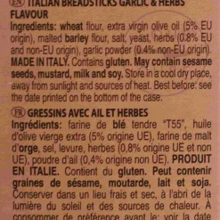 Outlet Grissini Garlic & Herbs Breadsticks, 125g Ingredients Brands|Snacks