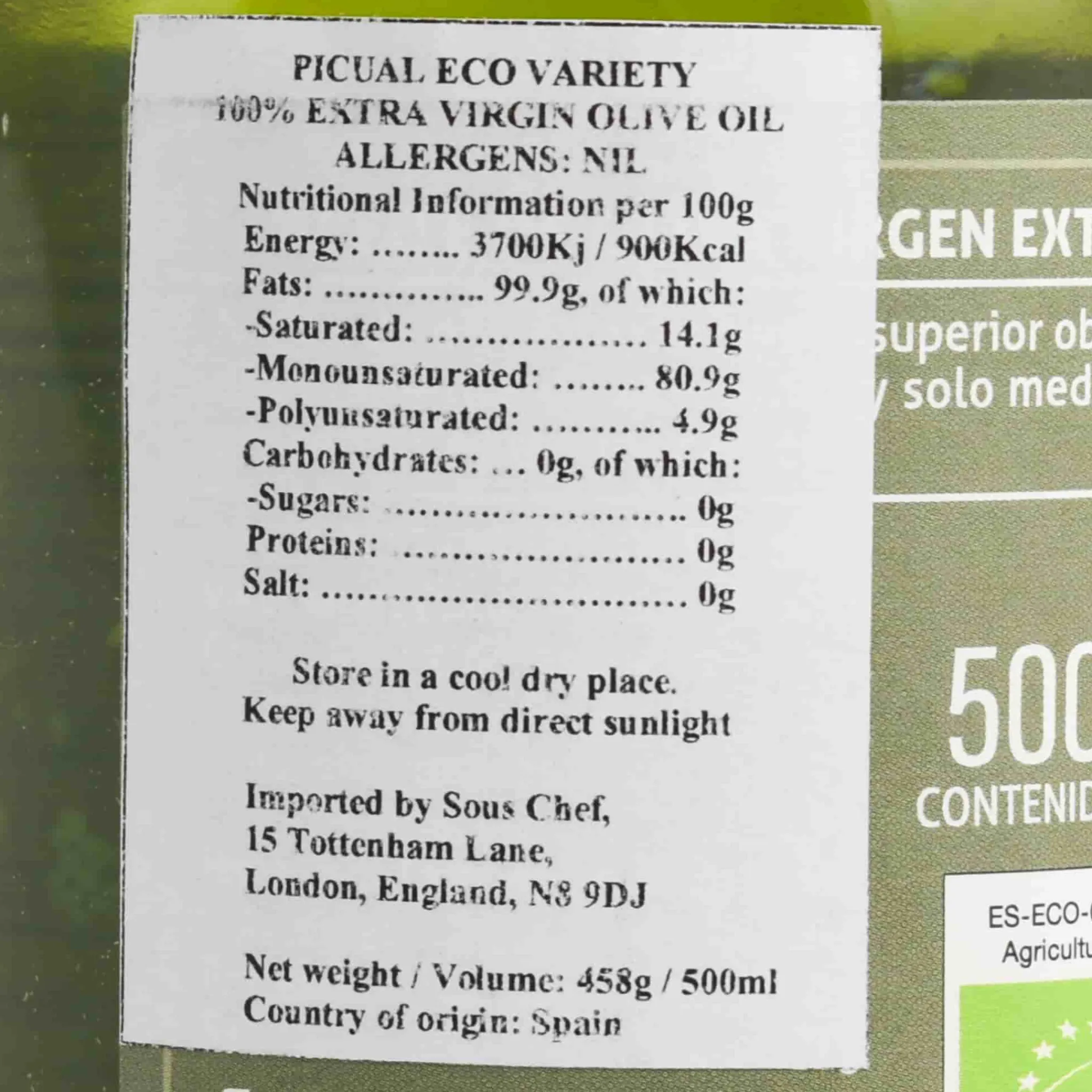 Hot Hacienda el Palo Premium Picual Ecological Extra Virgin Olive Oil, 500ml Spanish Ingredients|Oil, Vinegar & Dressings