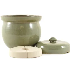 Clearance Handmade Stoneware Fermenting Crock in Green 2 litre Pickling, Preserving & Fermenting Jars