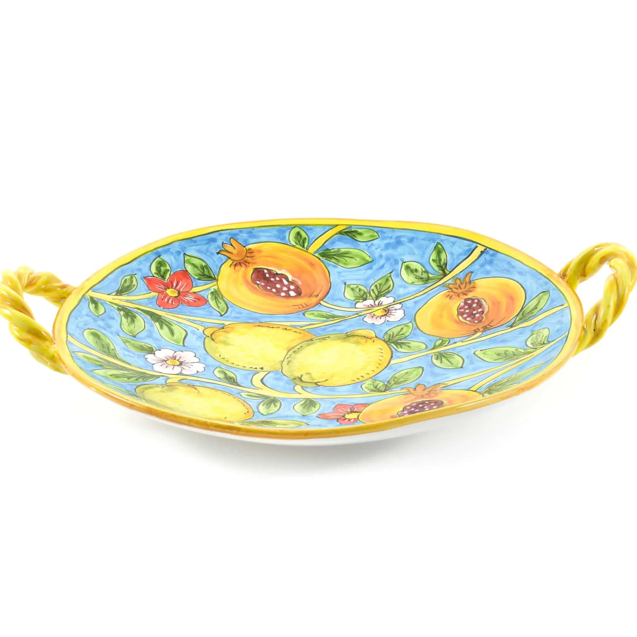 New Hand Painted Centrepiece Dish - Pomegranates & Lemons, 35cm Tableware Brands|Italian Ingredients