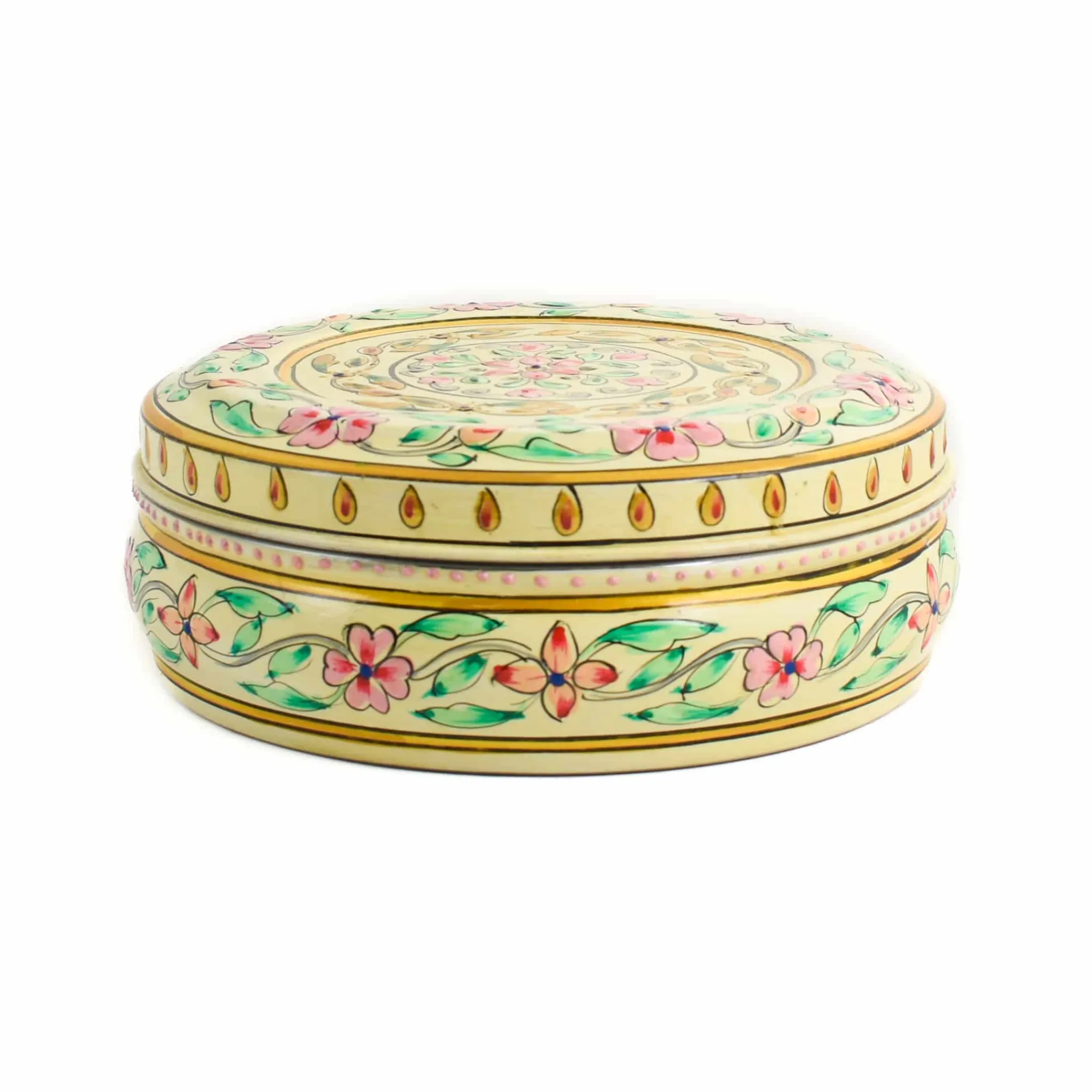 Best Hand Painted Single Tier White Tiffin Tin, 300ml Indian Ingredients|Food Storage & Containers