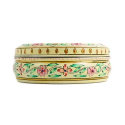 Best Hand Painted Single Tier White Tiffin Tin, 300ml Indian Ingredients|Food Storage & Containers