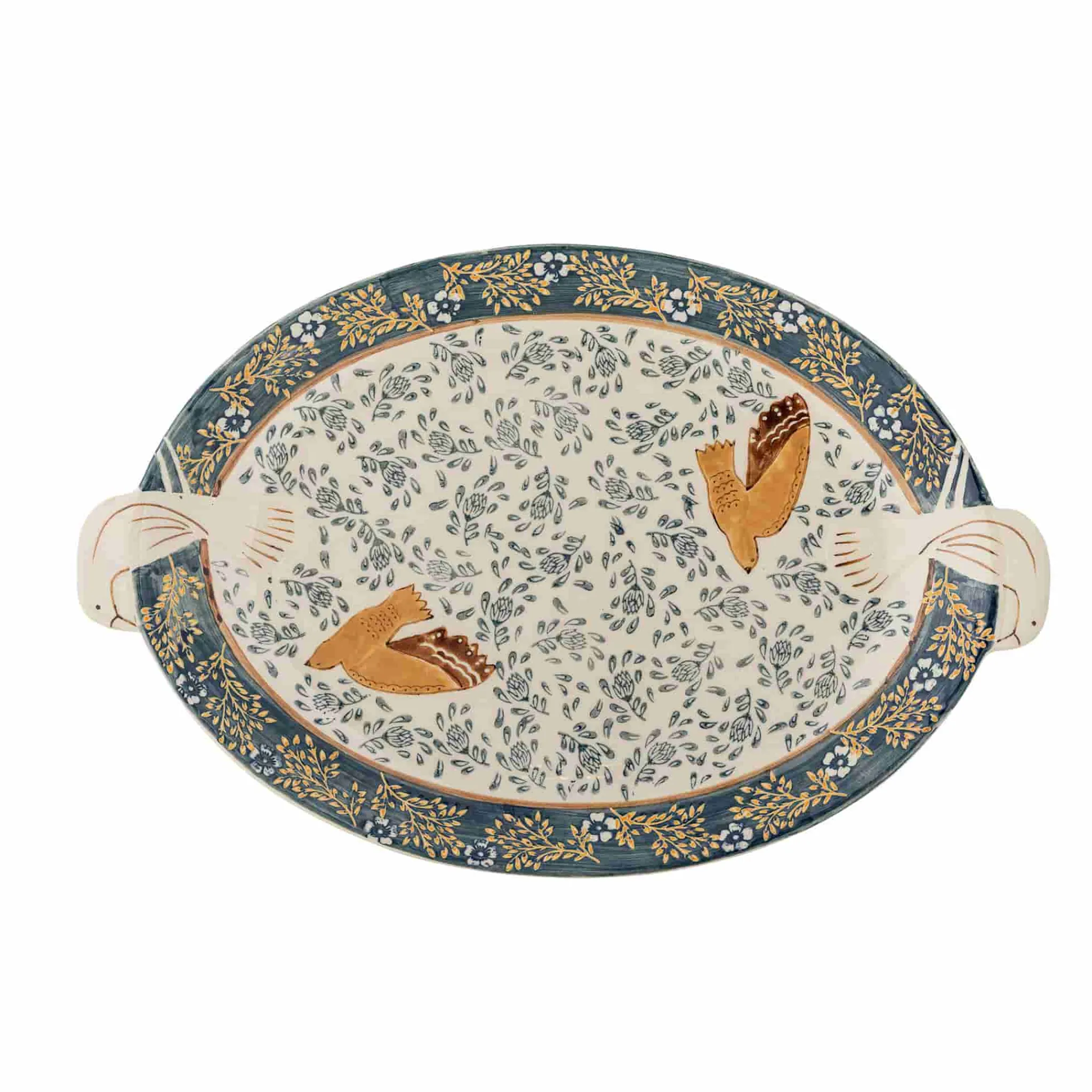 Best Hezha Blue Stoneware Serving Platter, 34x25cm Tableware Brands