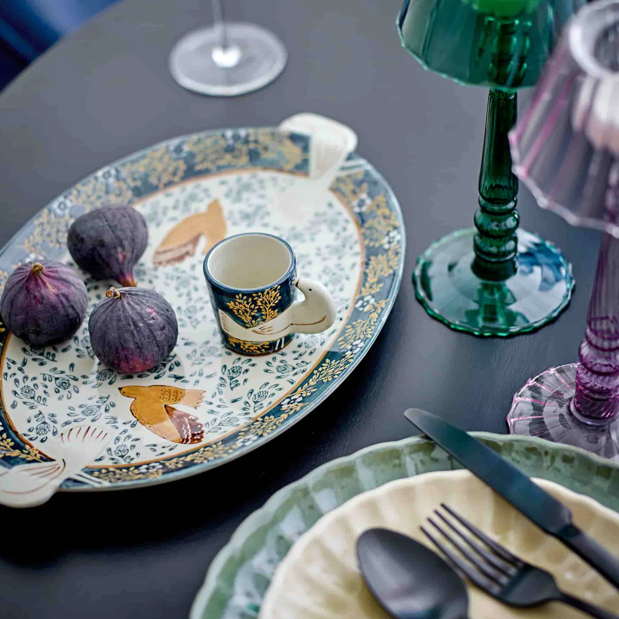 Best Hezha Blue Stoneware Serving Platter, 34x25cm Tableware Brands