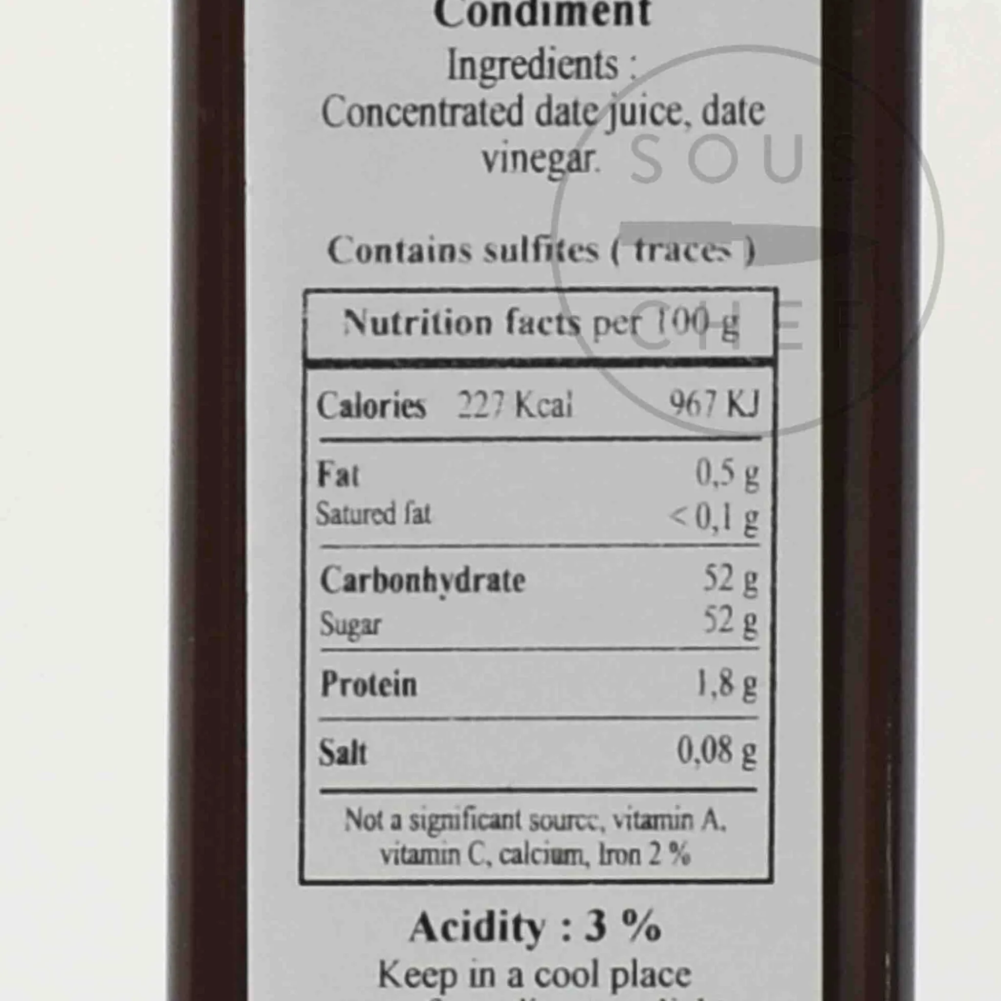 Hot Sweet & Sour Date Vinegar, 250ml Ingredients Brands|Oil, Vinegar & Dressings