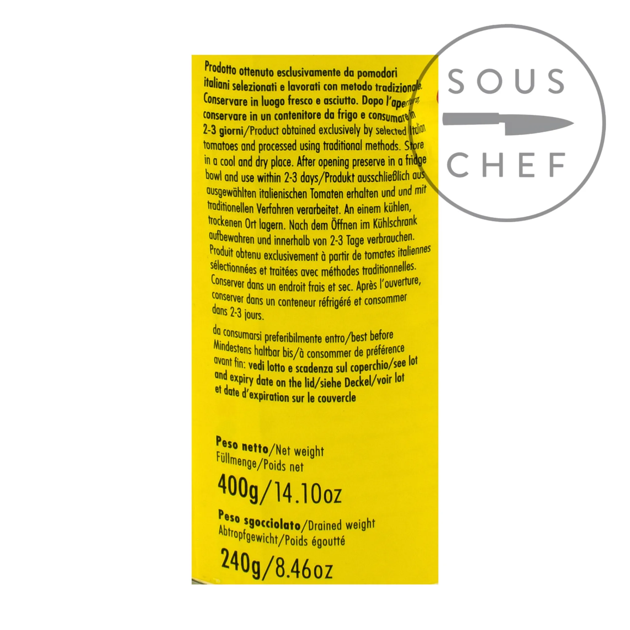 Outlet Yellow Peeled Tomatoes, 400g Italian Ingredients|Vegetables