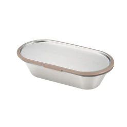 Clearance Japanese Brown Rim Stainless Steel Lunch Box, 21x11cm Tableware Brands|Japanese Ingredients