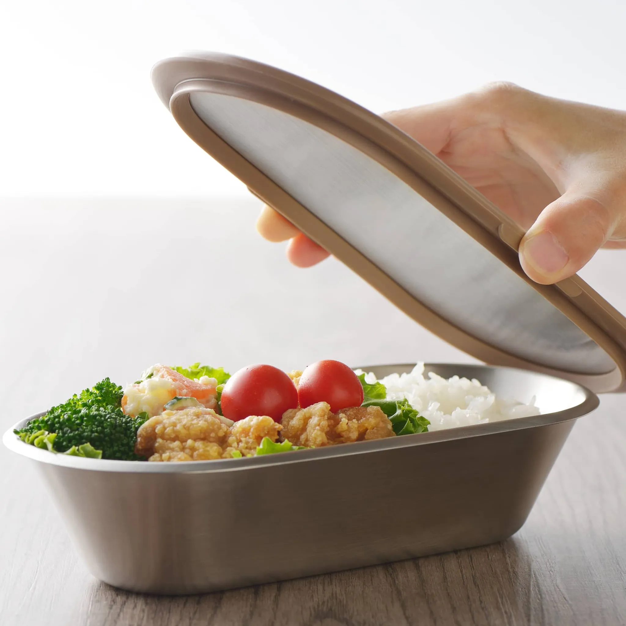 Clearance Japanese Brown Rim Stainless Steel Lunch Box, 21x11cm Tableware Brands|Japanese Ingredients