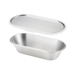 Online Japanese Grey Rim Stainless Steel Lunch Box, 21x11cm Japanese Ingredients|Food Storage & Containers