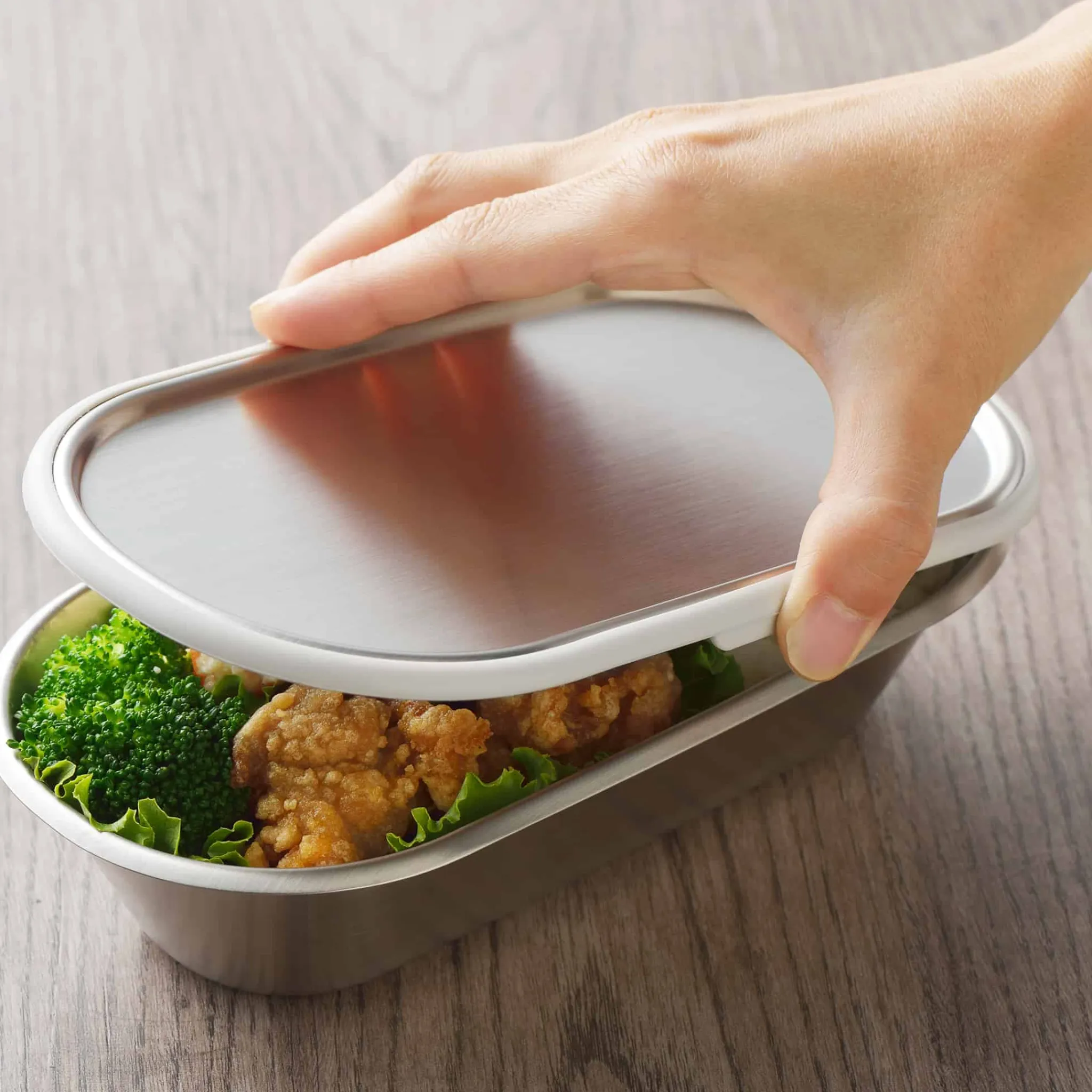 Online Japanese Grey Rim Stainless Steel Lunch Box, 21x11cm Japanese Ingredients|Food Storage & Containers
