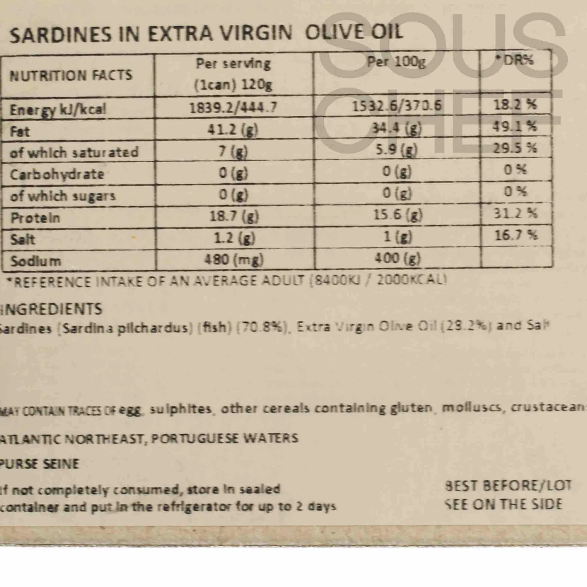 Clearance Sardines in Extra Virgin Olive Oil, 120g Ingredients Brands|Tinned Fish & Seafood