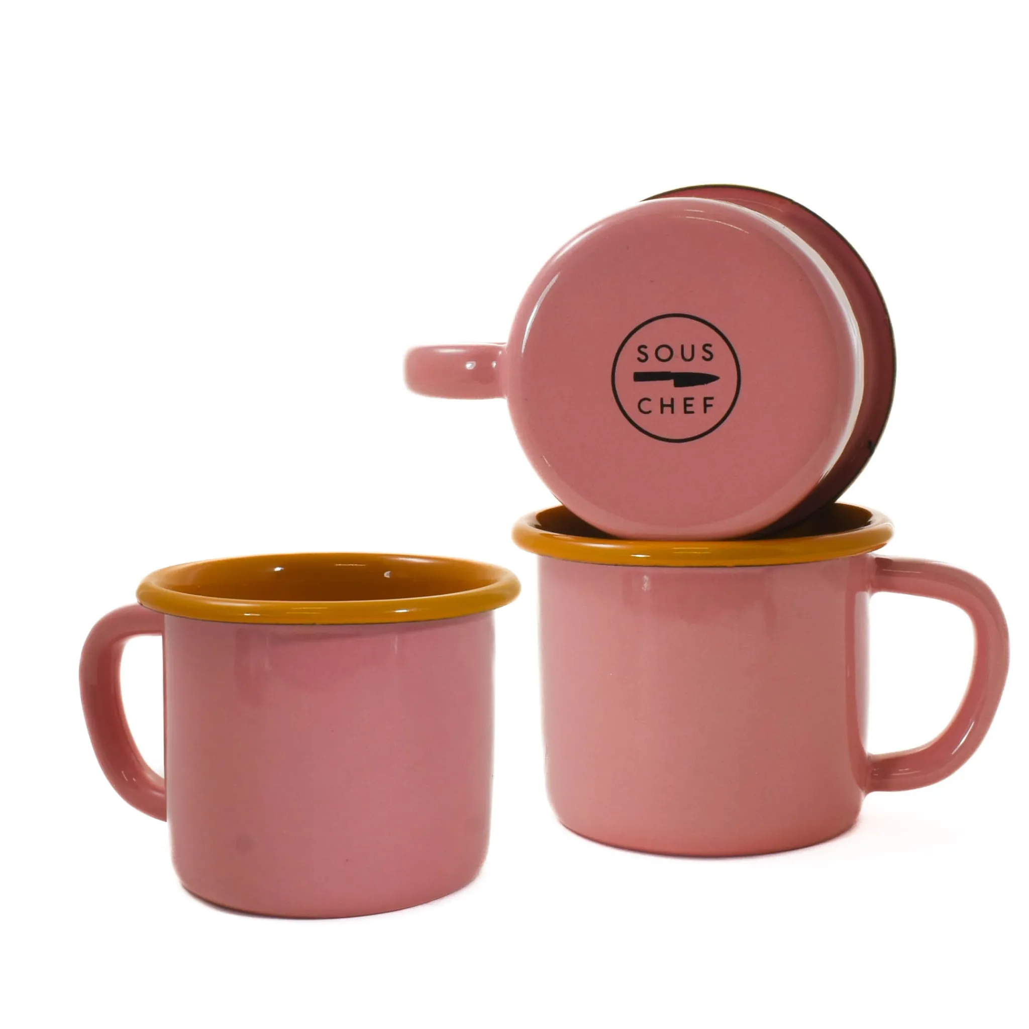 Outlet Kapka x Sous Chef Colourblock Enamel Mug, Pink & Yellow, 350ml Crockery & Dinnerware|Tableware Brands