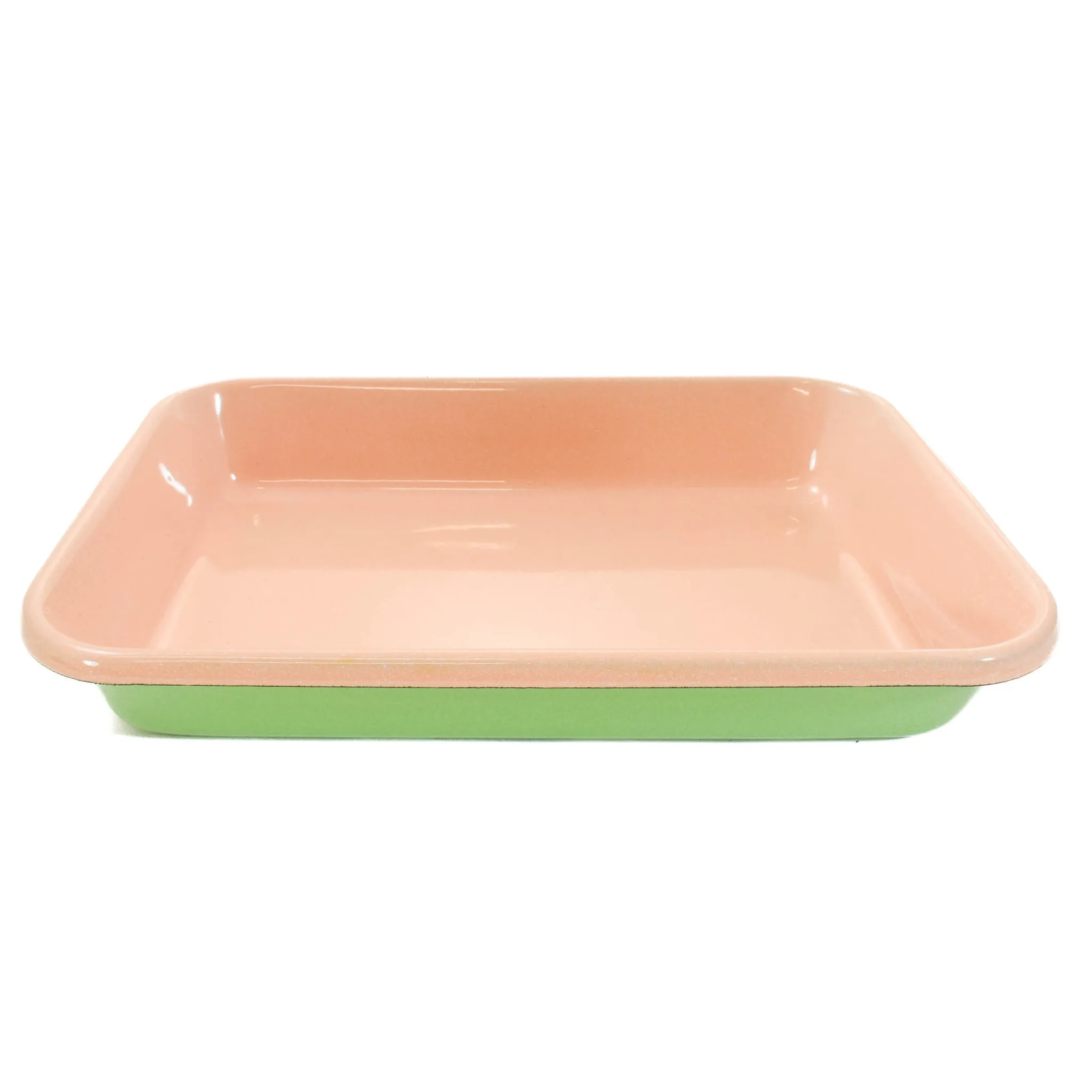 Outlet Kapka x Sous Chef Colourblock Enamel Roasting Dish, 26cm, Green & Pink Baking Supplies & Equipment