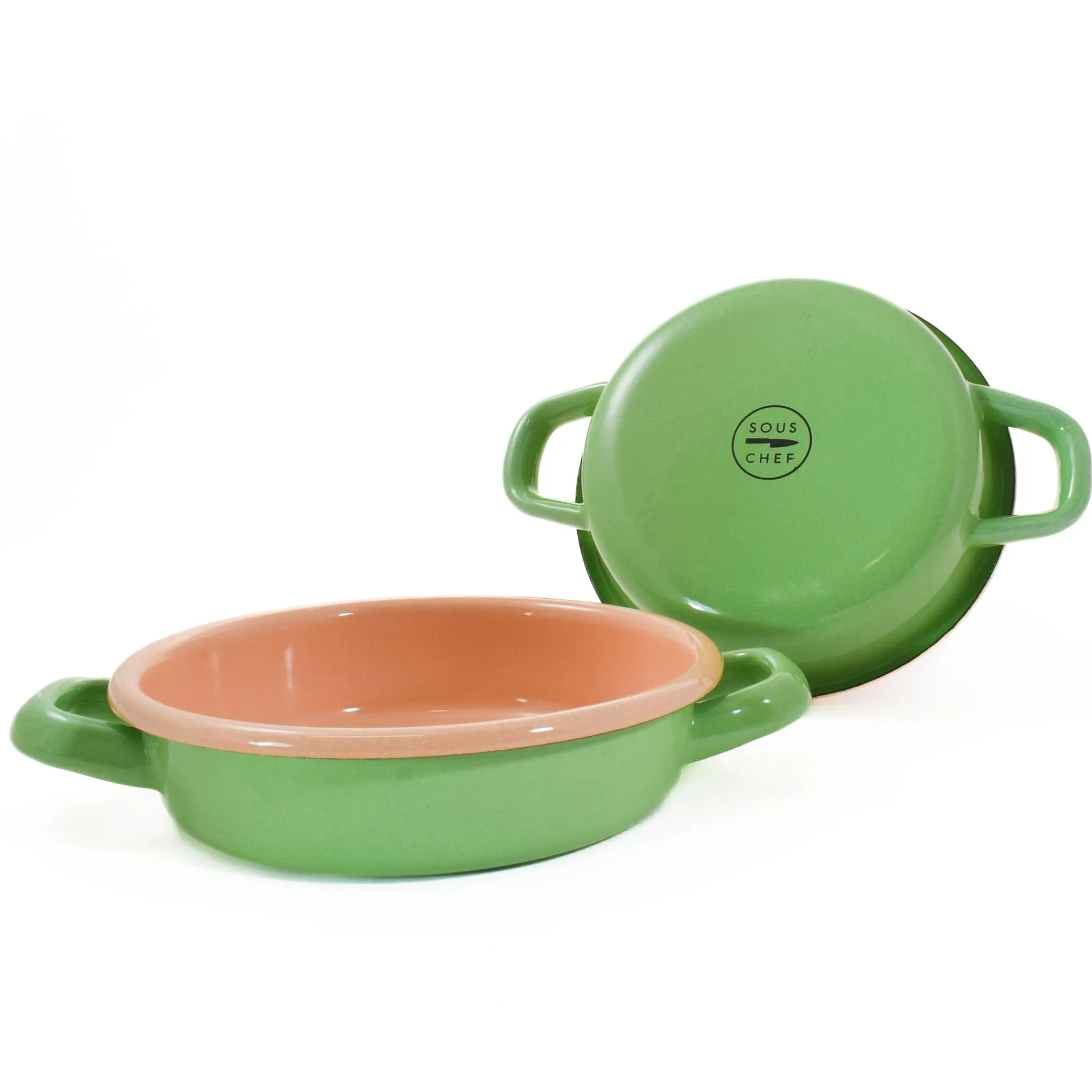 Hot Kapka x Sous Chef Colourblock Enamel Frying Pan, 16cm, Green & Pink Baking Supplies & Equipment