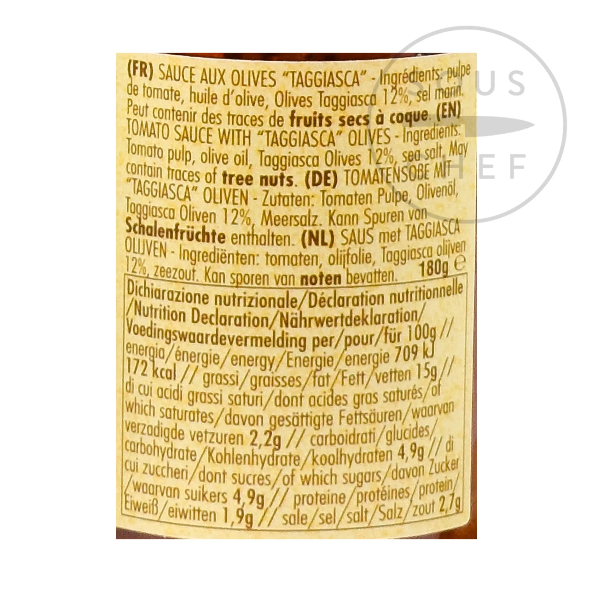 Hot Tomato Sauce With Taggiasca Olives, 180g Italian Ingredients|Sauces & Condiments