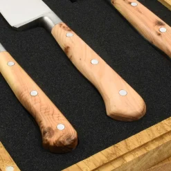 Best Set of 3 Classic Knives in Oak Box, Juniper French Ingredients|Kitchen Knives