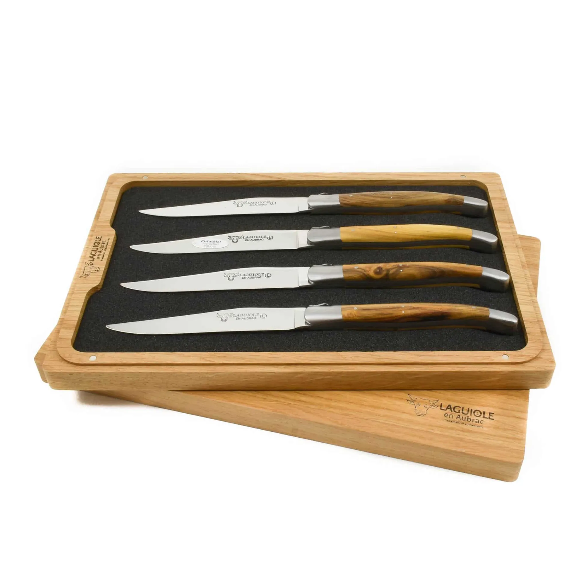 Best Set of 4 Full Handle Steak Knives, Pistachio Wood French Ingredients|Kitchen Knives