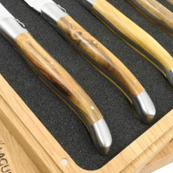Best Set of 4 Full Handle Steak Knives, Pistachio Wood French Ingredients|Kitchen Knives