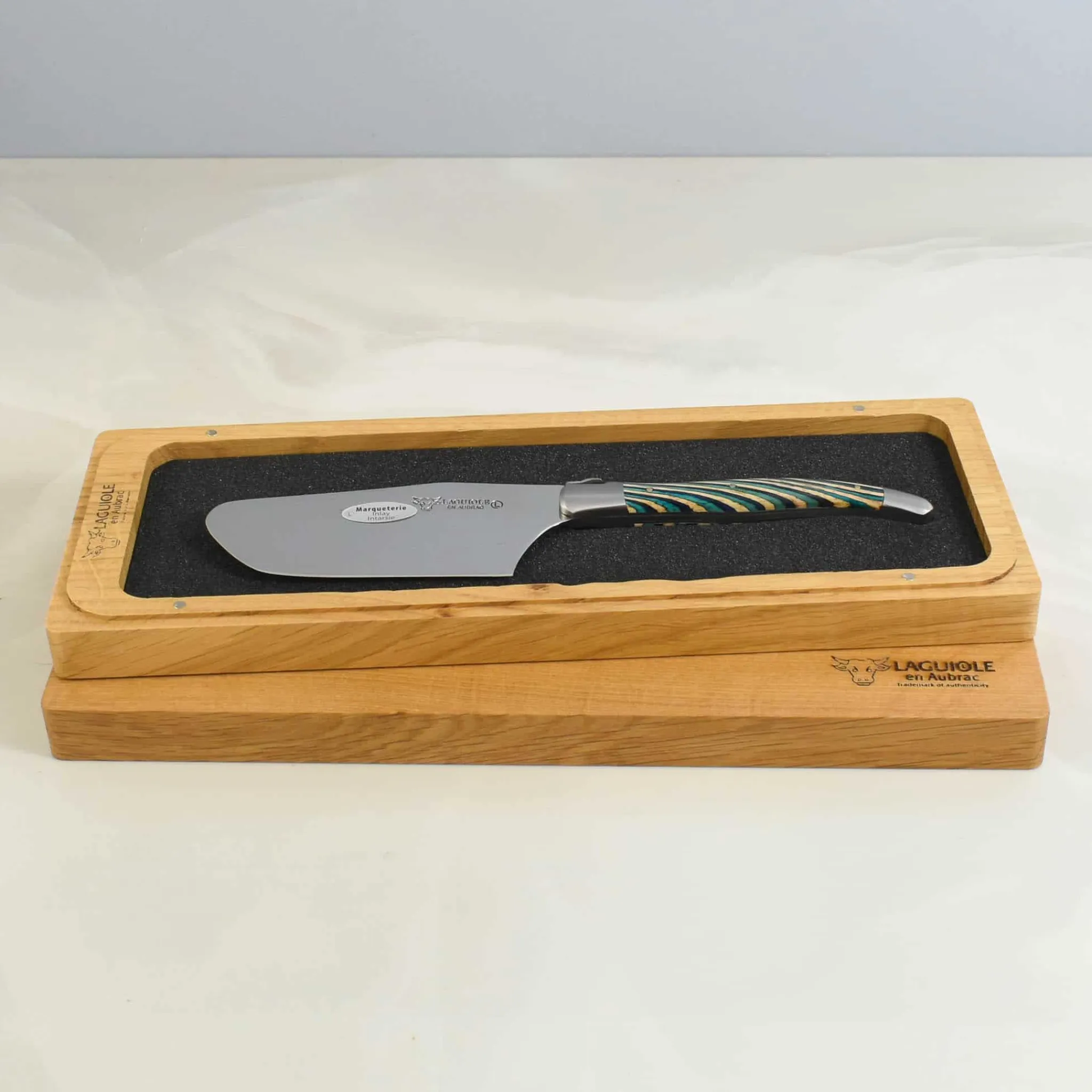 Sale Turquoise Hard Cheese Knife, Striped Wood Kitchen Knives