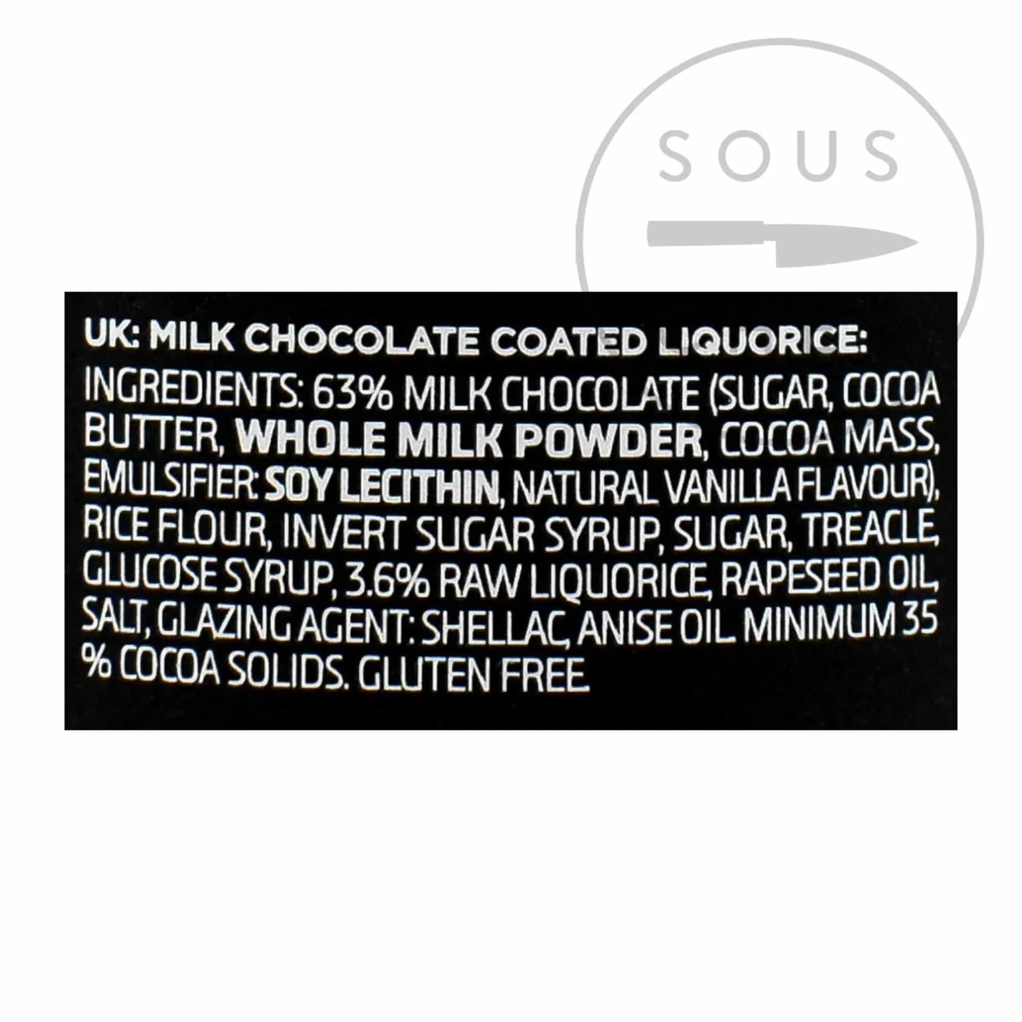 Clearance Liquorice A - Chocolate Coated Liquorice Ingredients Brands|Chocolate & Sweets