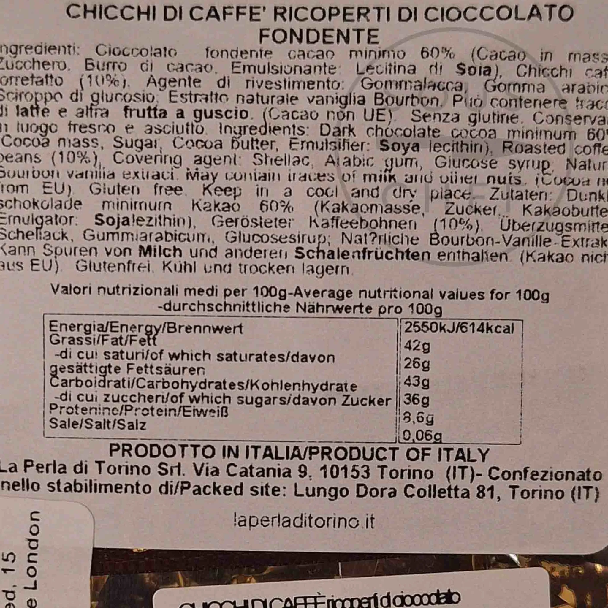 Outlet Dark Chocolate Coated Coffee Beans, 120g Ingredients Brands|Italian Ingredients