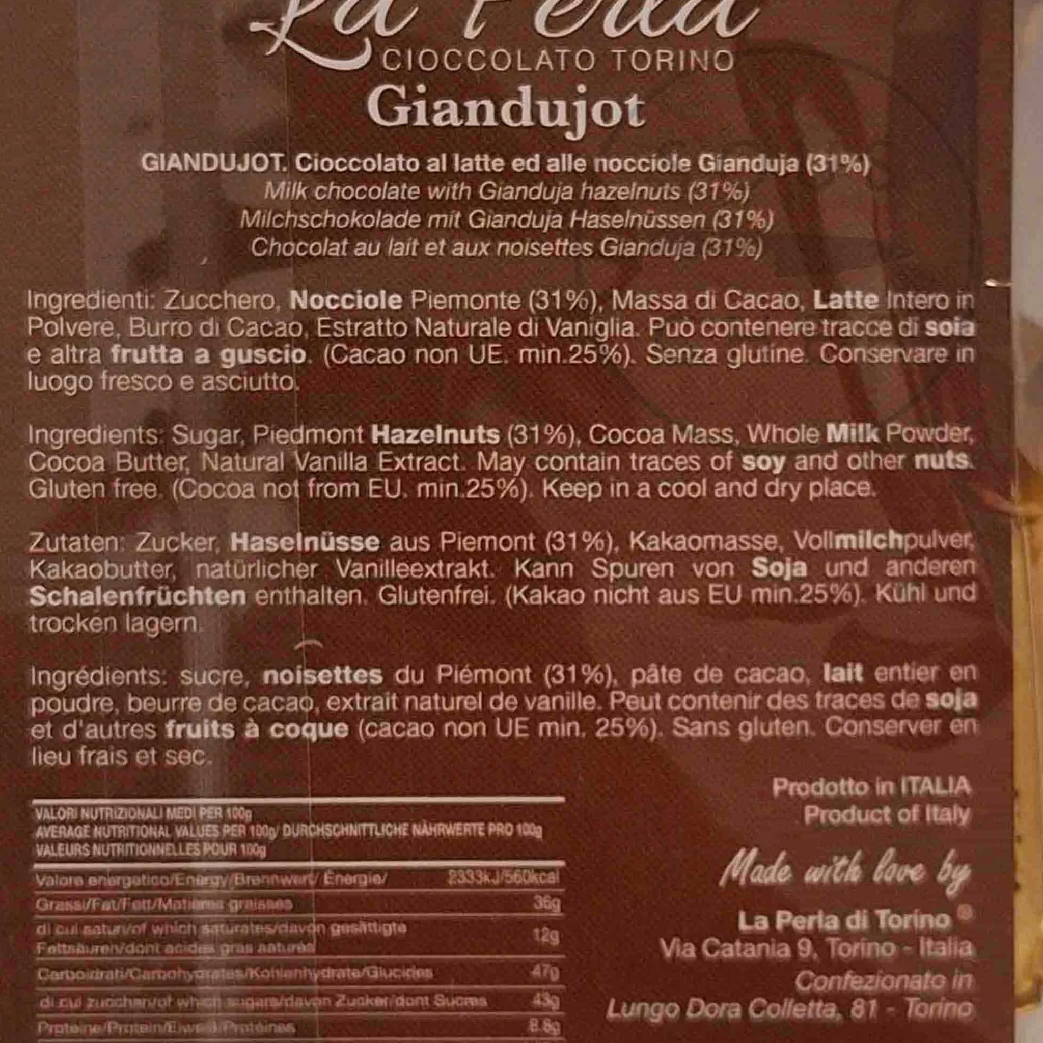 Best Gianduja 'Giandujot', 200g Ingredients Brands|Italian Ingredients