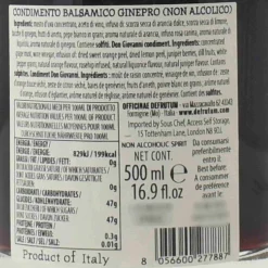 Best Leonardi Orange Balsamic Alcohol Free Gin, 500ml Ingredients Brands|Italian Ingredients