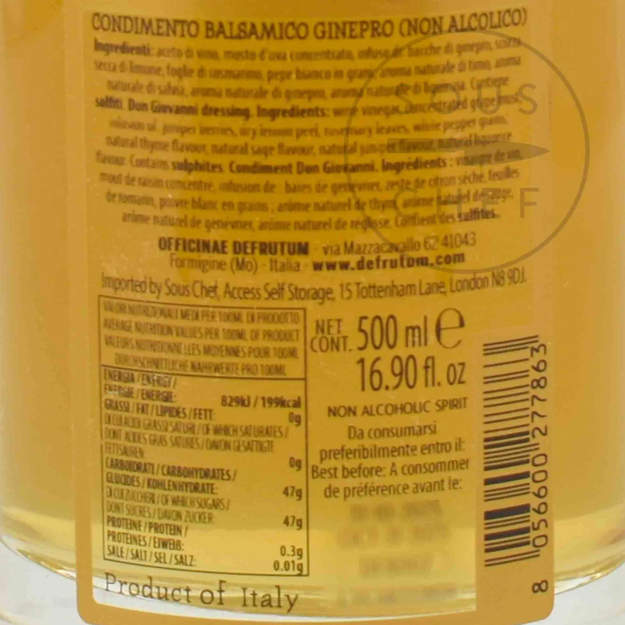 Discount Leonardi White Balsamic Alcohol Free Gin, 500ml Ingredients Brands|Italian Ingredients