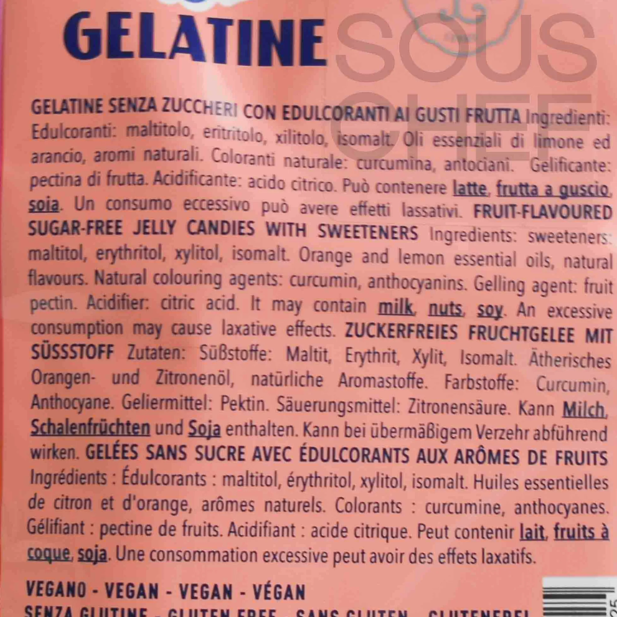 Outlet Assorted Sugar-Free Fruit Jellies, 100g Ingredients Brands|Italian Ingredients