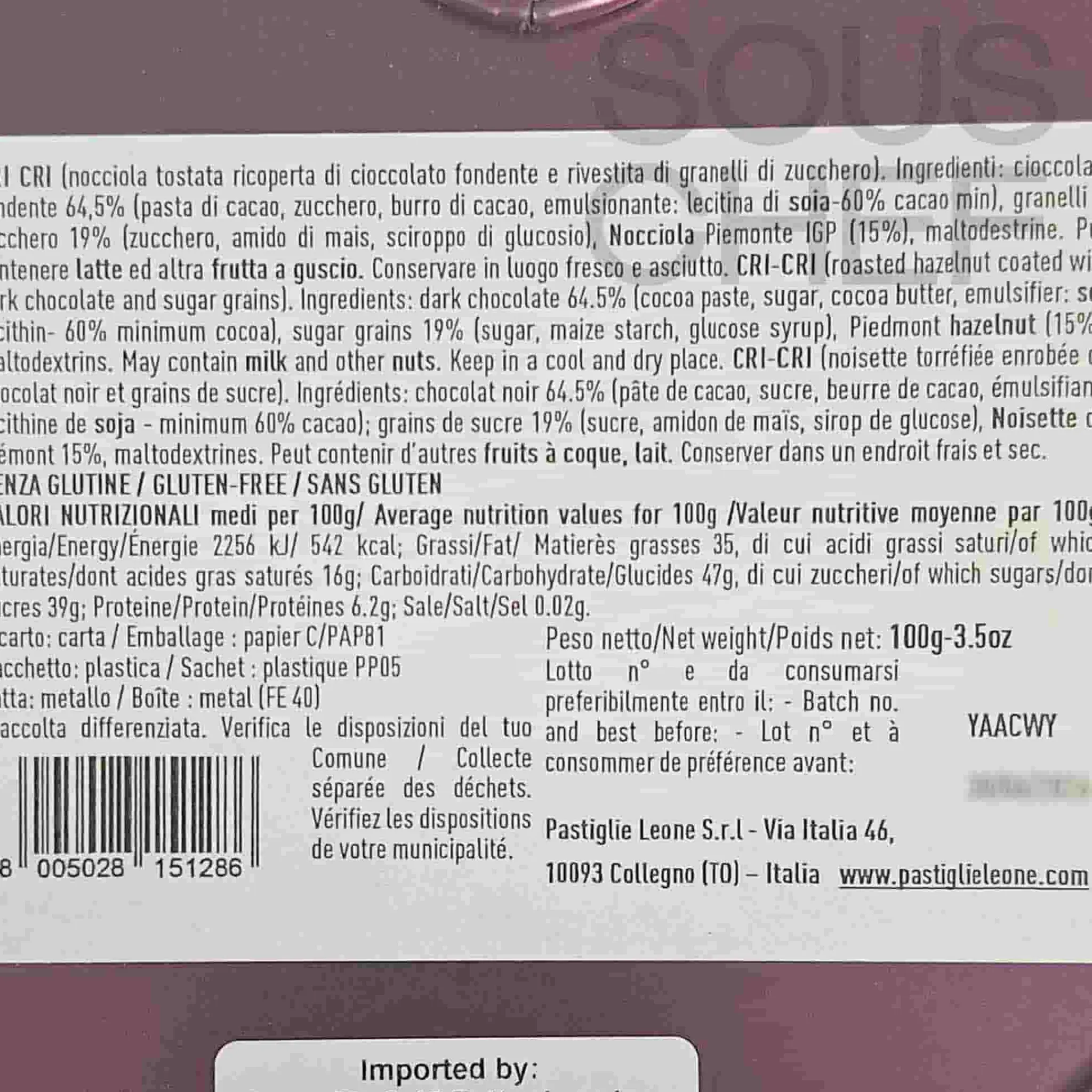 Outlet Love Heart Tin with Dark Chocolate Cri Cri, 100g Ingredients Brands|Chocolate & Sweets