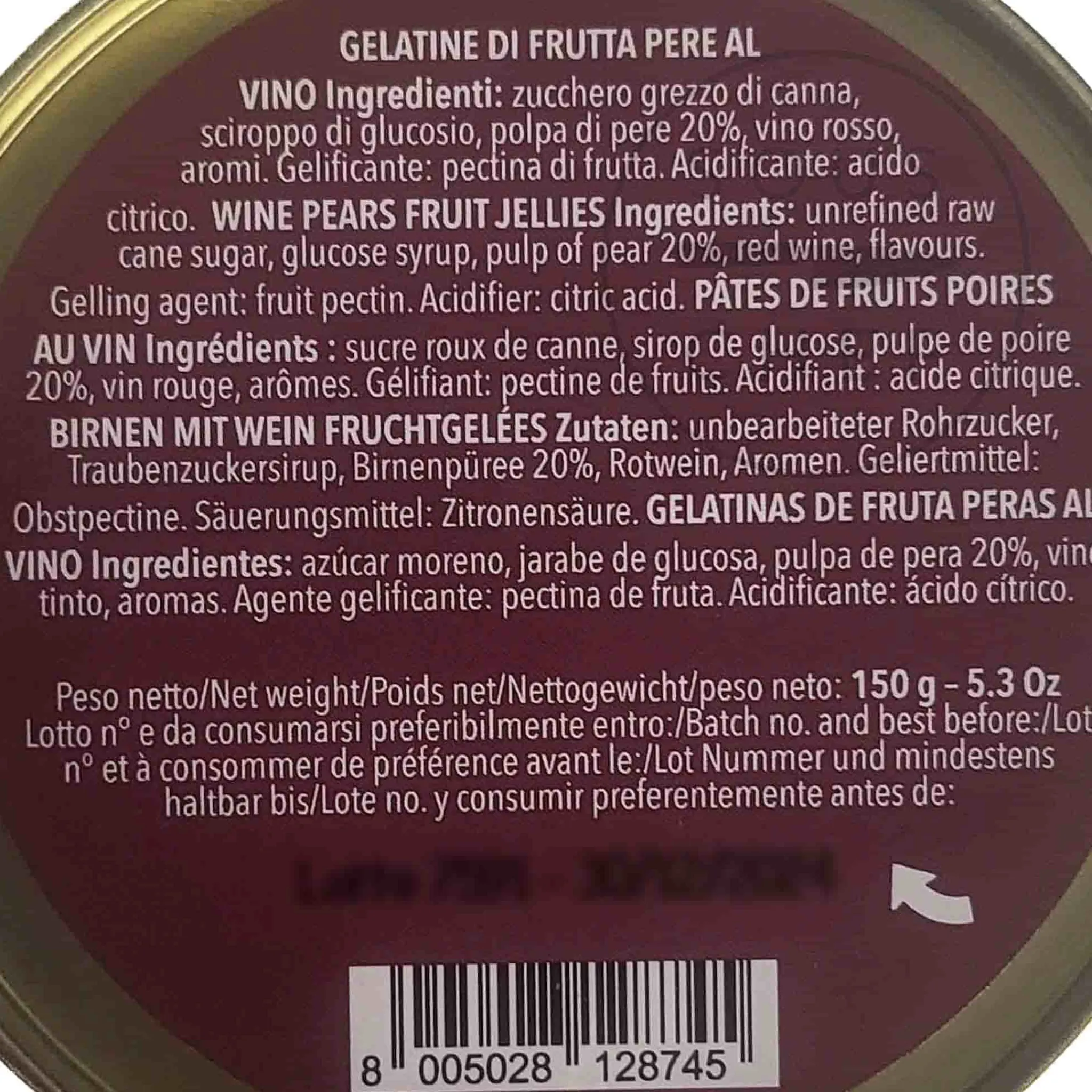 New Wine & Pear Jellies, 150g Ingredients Brands|Chocolate & Sweets