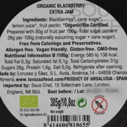 Hot Organic Artisanal Blackberry Jam, 305g Ingredients Brands|Jam, Honey & Spreads
