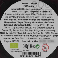 New Organic Artisanal Cherry Jam, 305g Ingredients Brands|Jam, Honey & Spreads