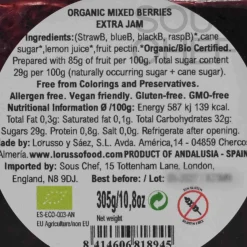 Hot Organic Artisanal Mixed Berry Jam, 305g Ingredients Brands|Jam, Honey & Spreads