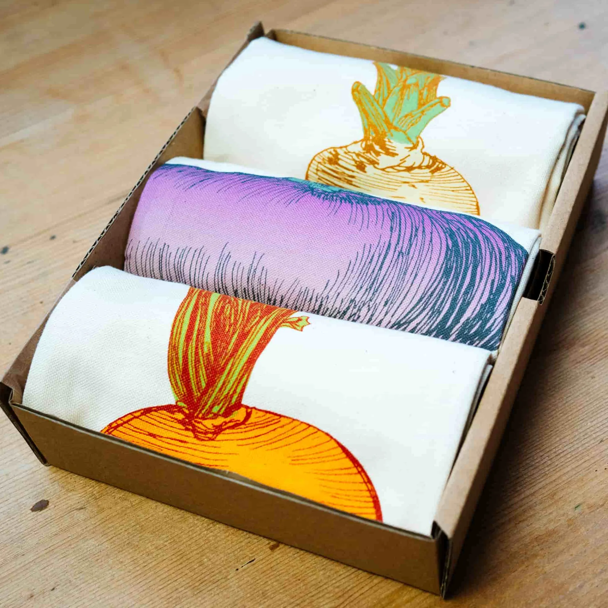 Sale Gift Box Set of 3 Mixed Veg Tea Towel Table Setting|Kitchen Textiles & Clothing