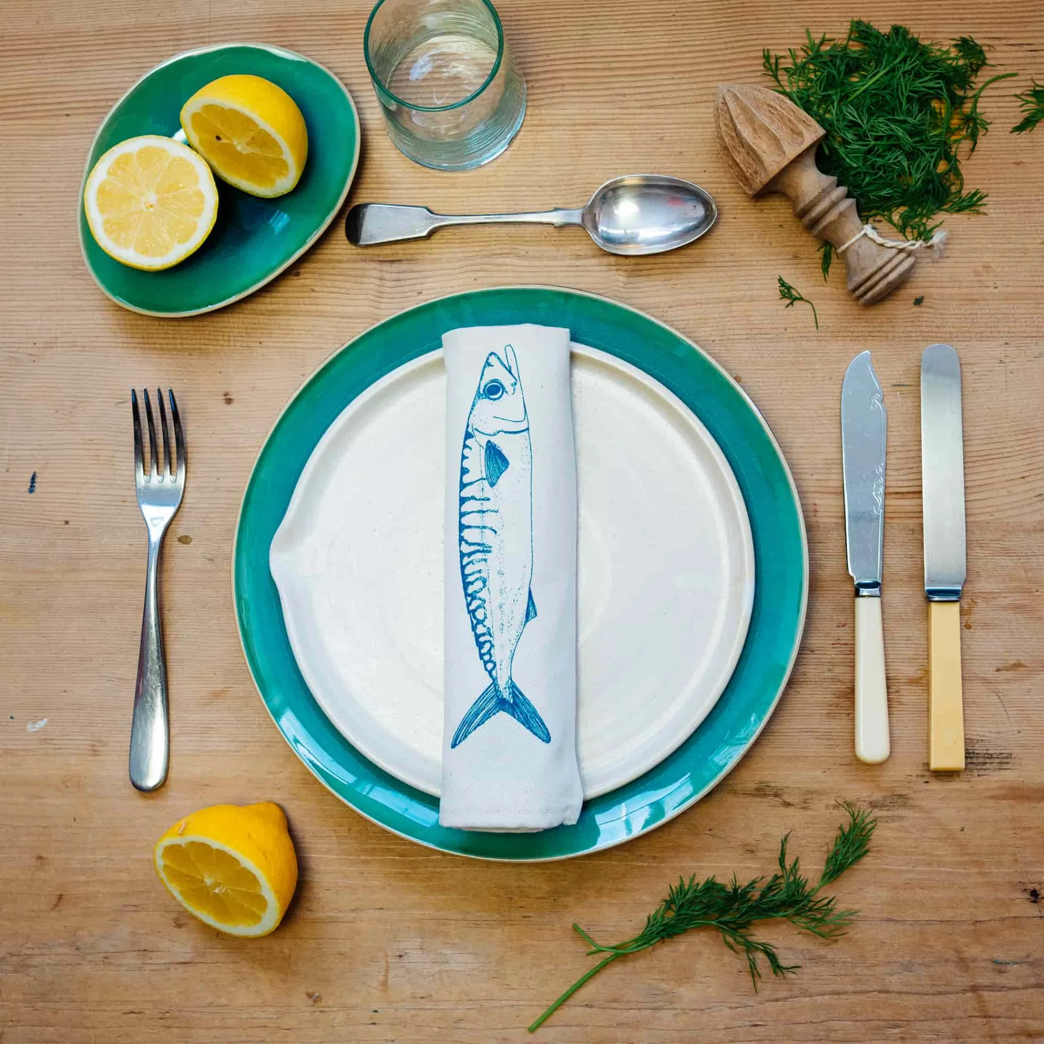 Clearance Sardine Design Napkins Box of 6 Table Setting|Serveware