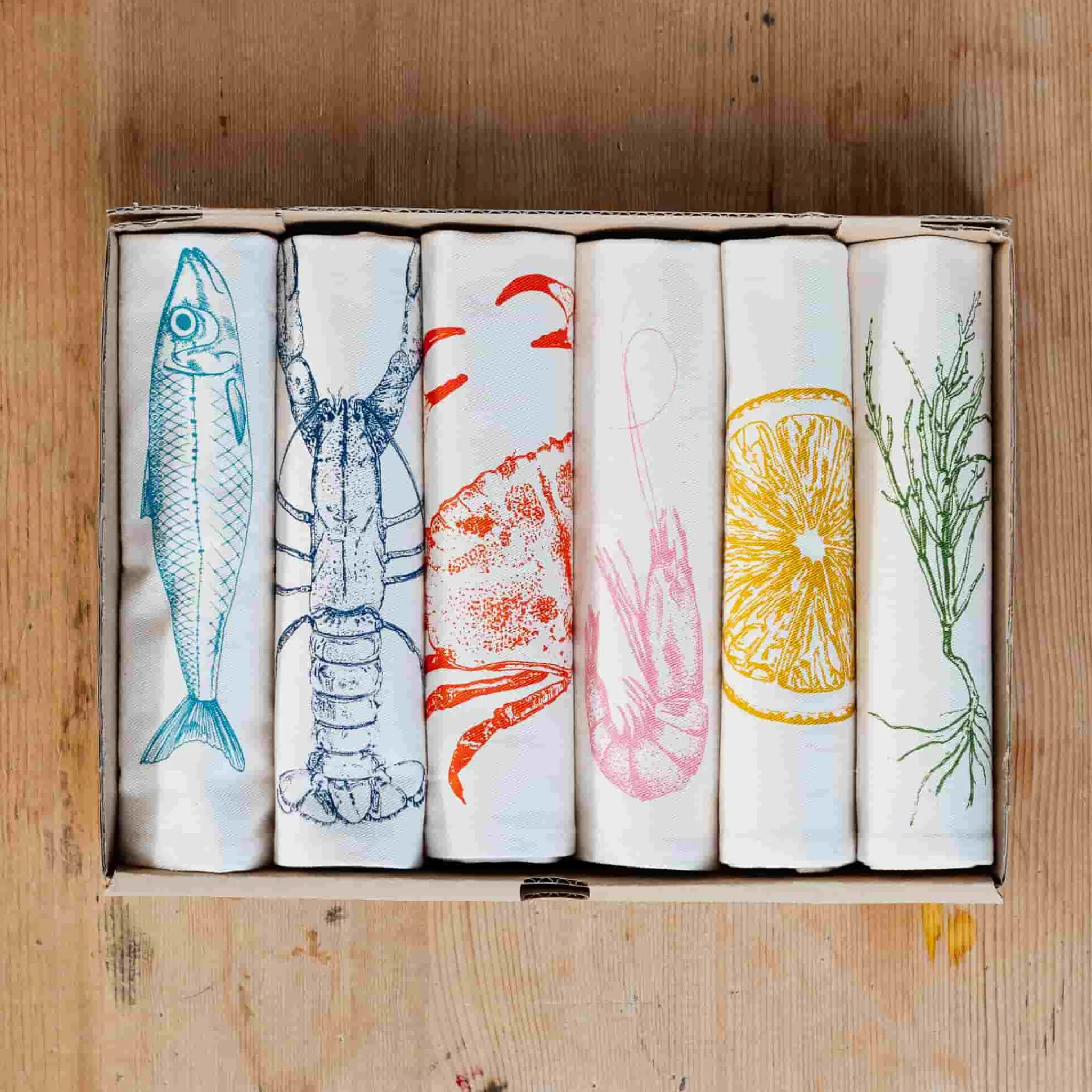 Outlet Seafood Design Napkins, Box of 6 Table Setting|Kitchen Textiles & Clothing