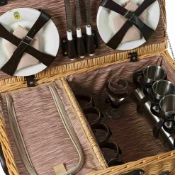Hot Louvre Natural Picnic Basket, 6 Person Picnicware|Disposable Tableware