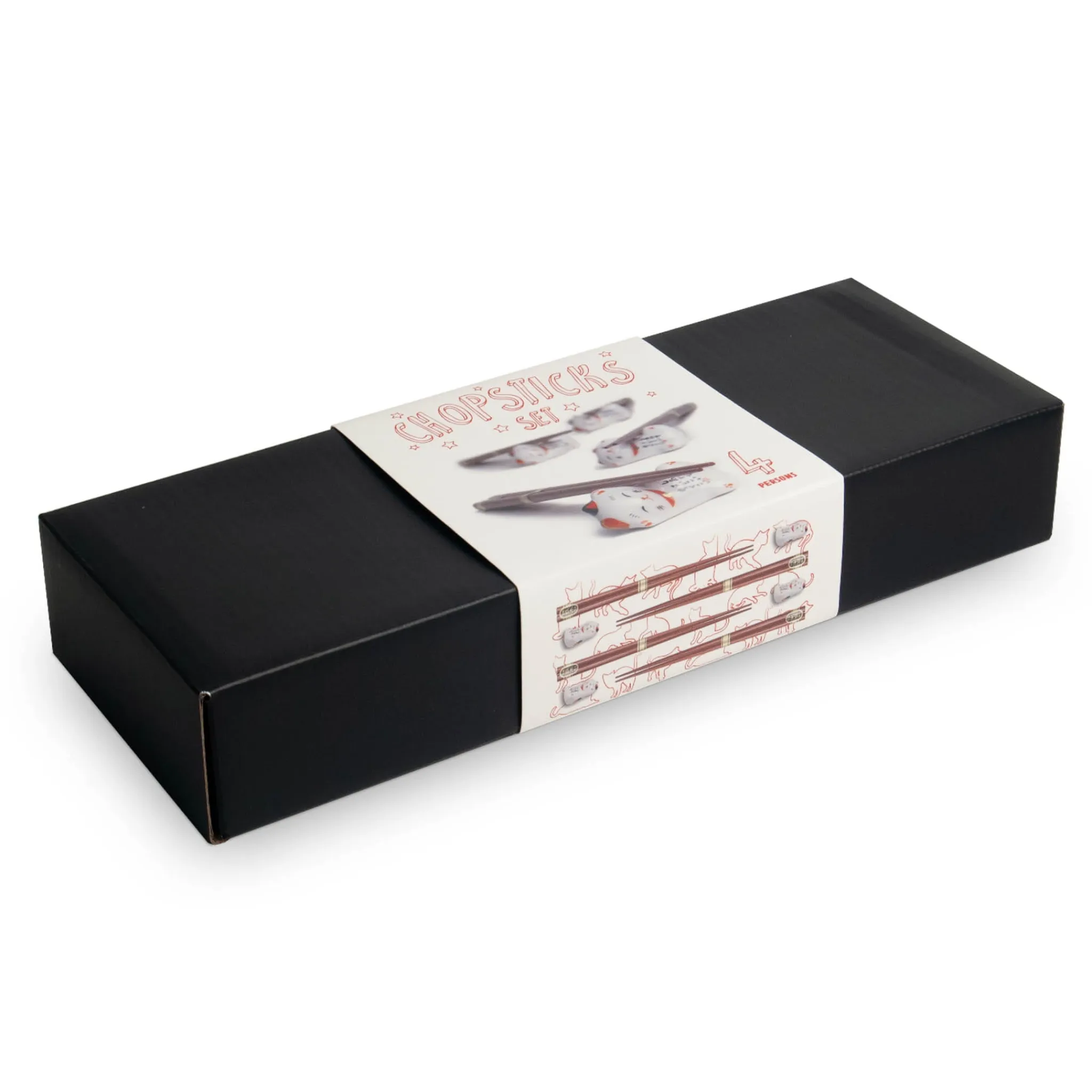 Clearance Lucky Cats Chopstick & Rest Set, 4 Pairs Japanese Ingredients|Tableware Brands