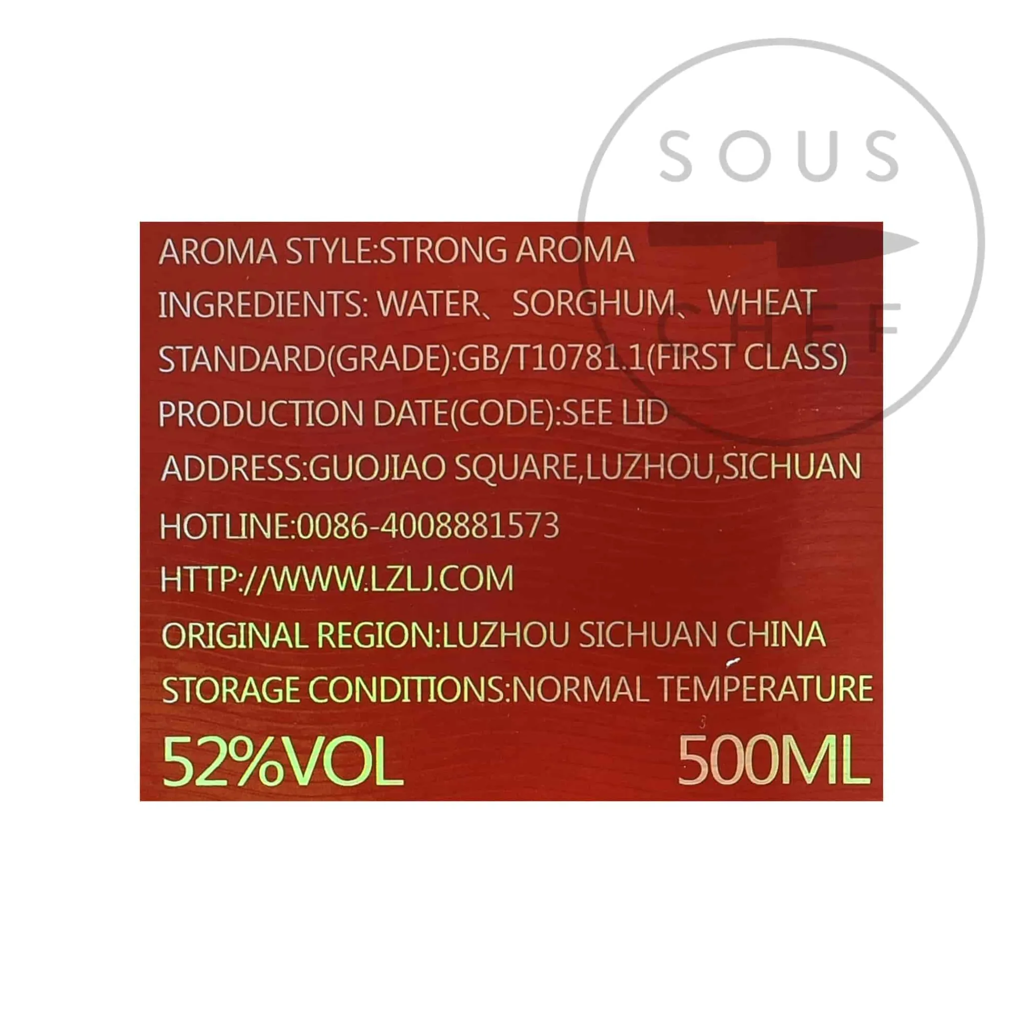 Hot LaoJiao Tou Qu Baijiu 52%, 500ml Ingredients Brands|Chinese Ingredients
