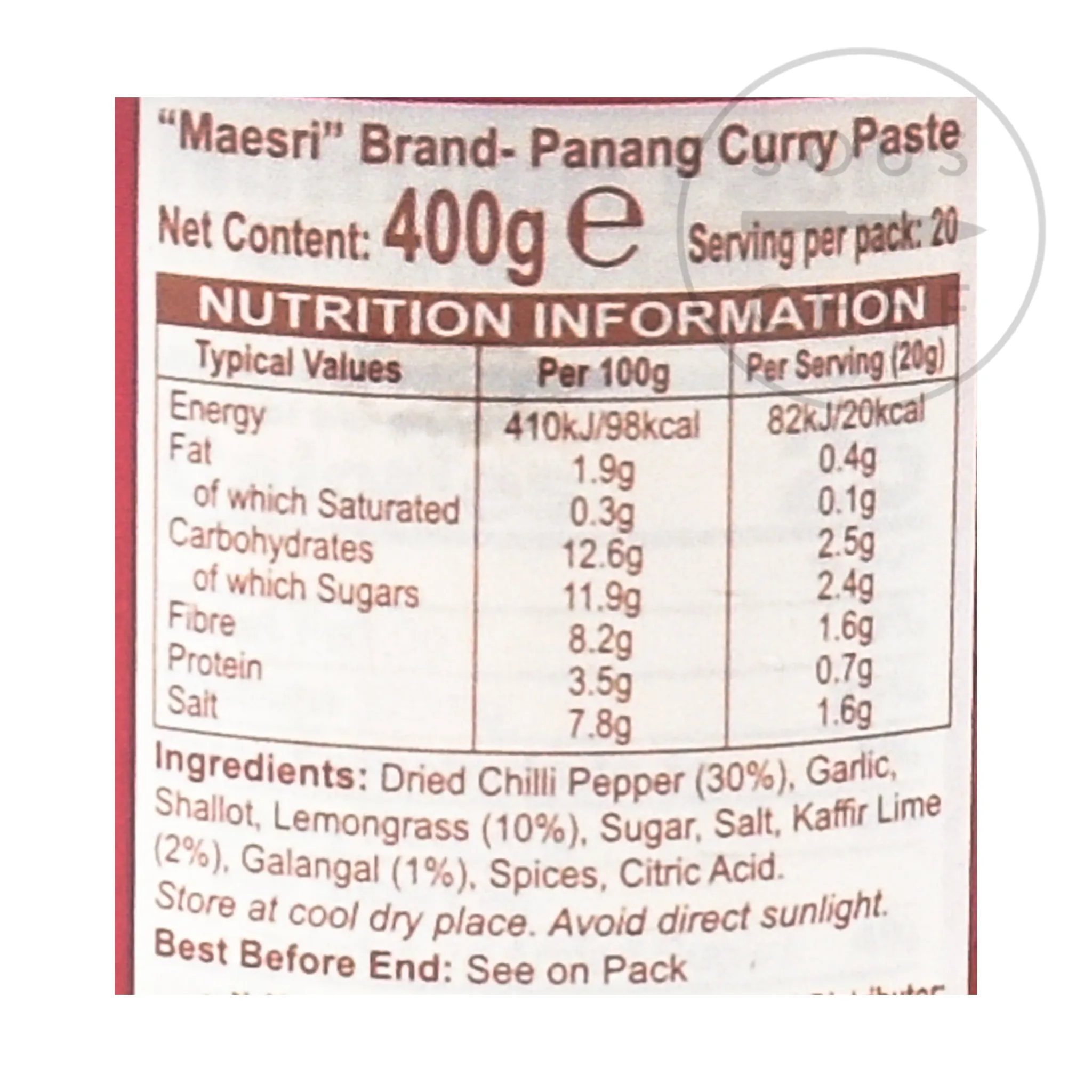 Outlet Thai Panang Curry Paste, 400g Ingredients Brands|Southeast Asian Ingredients