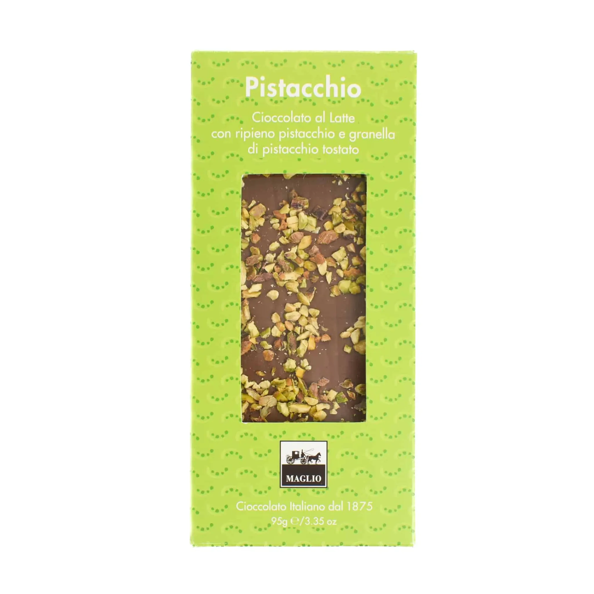 Outlet Milk Chocolate Bar with Pistachio Cream Filling, 95g Ingredients Brands|Italian Ingredients