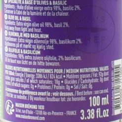 Outlet Extra Virgin Olive Oil with Basil, 100ml Ingredients Brands|French Ingredients