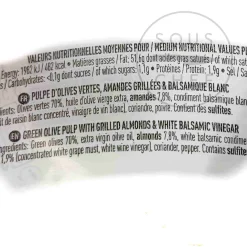 Online Green Olive Tapenade with Grilled Almonds & White Balsamic Vinegar, 100g Ingredients Brands|French Ingredients