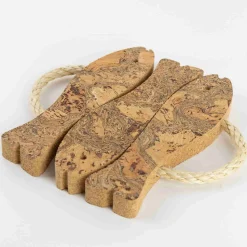 Outlet Marbled Cork Three Fish Trivet, 14cm Tableware Brands