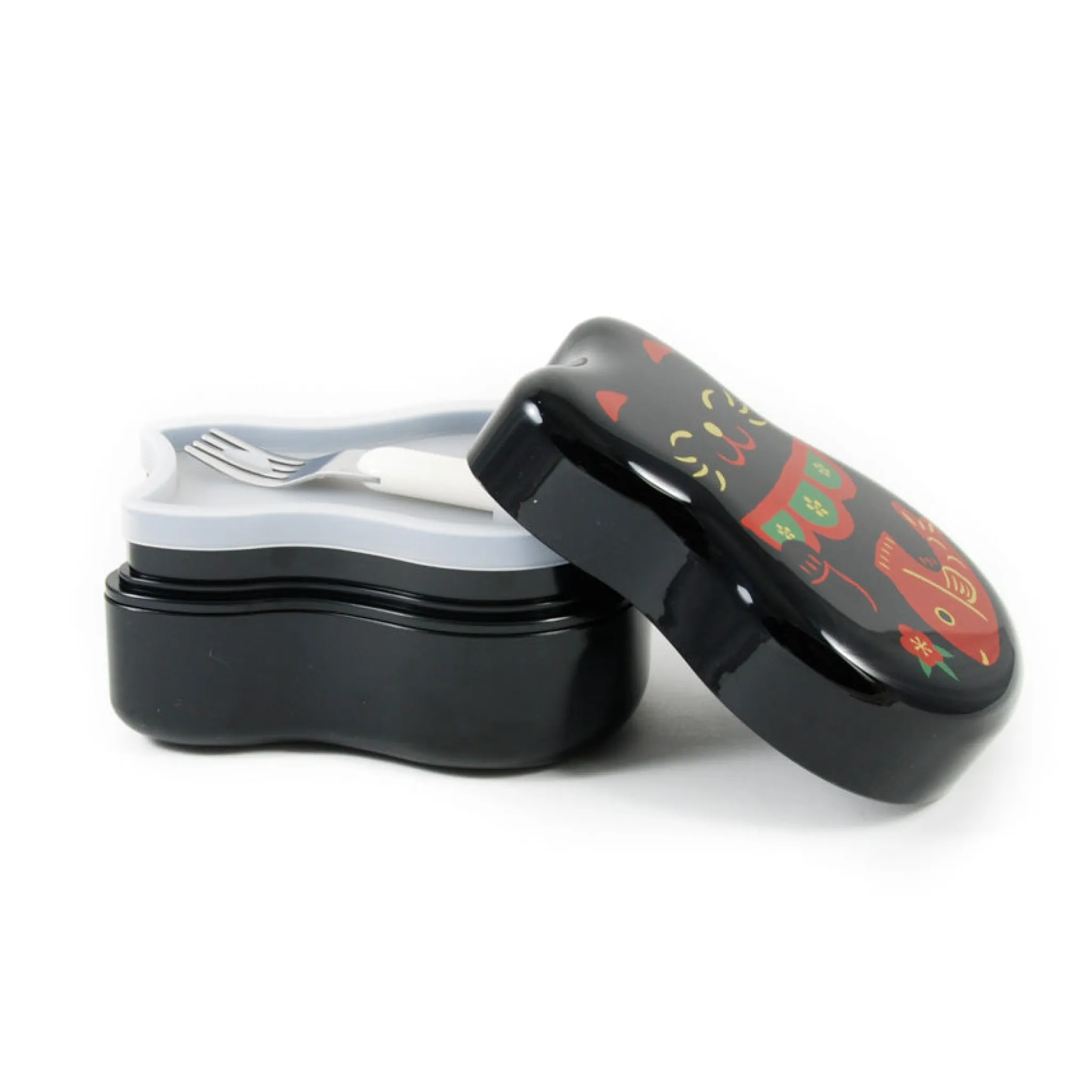 New Maruko Black Cat 2-Tier Bento Box, 520ml Japanese Ingredients|Picnicware