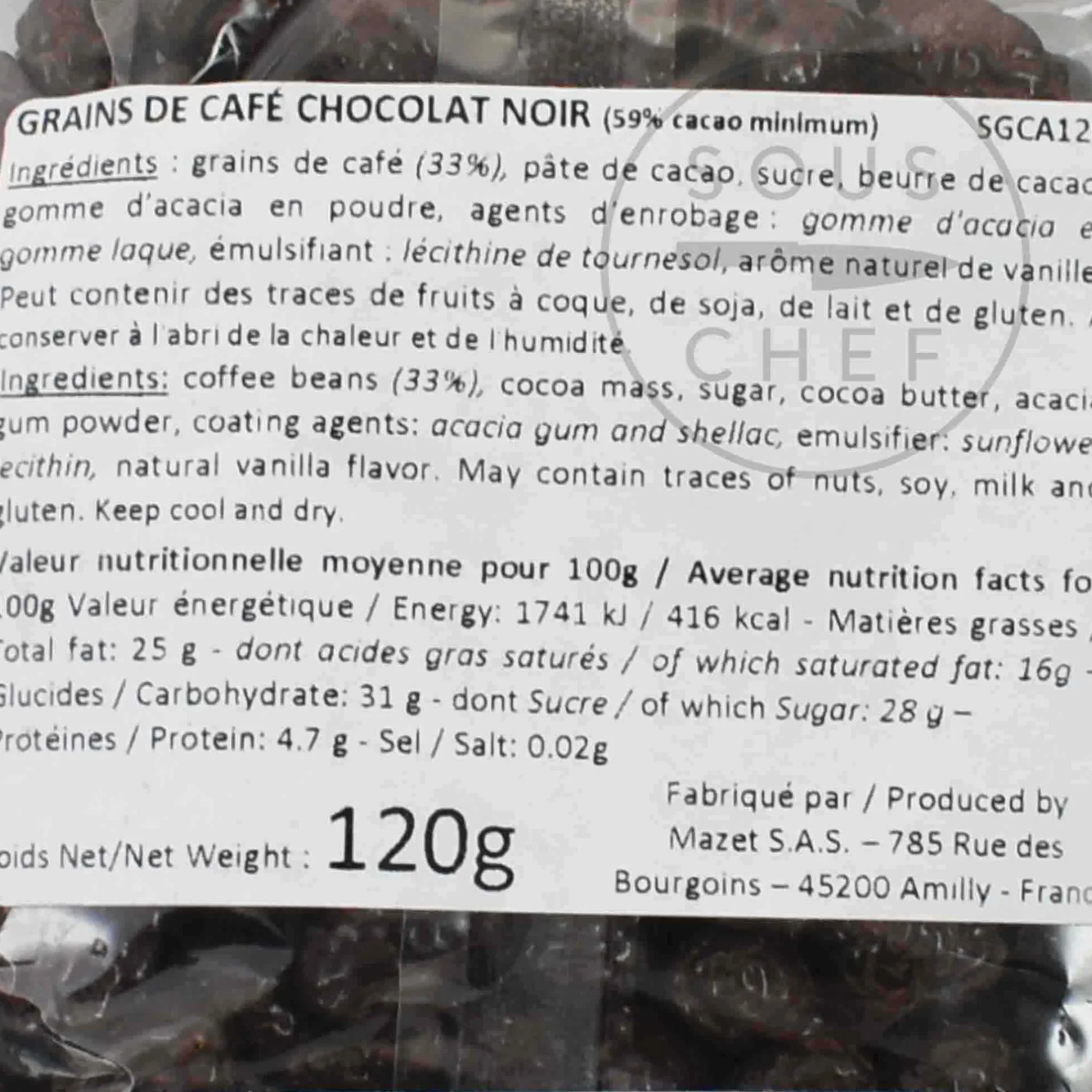 Hot Chocolate Covered Espresso Beans, 120g Ingredients Brands|Chocolate & Sweets