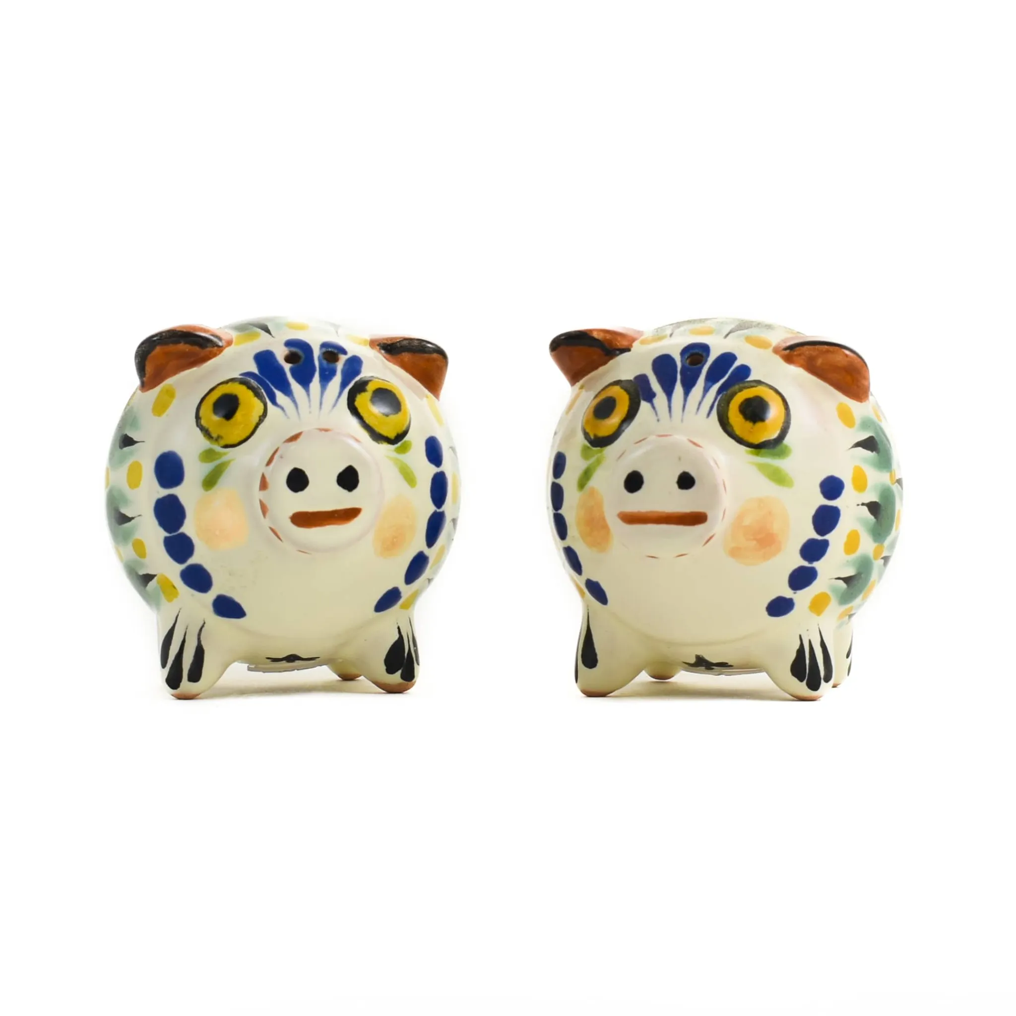 Mexican Hand Painted Blue Pig Salt & Pepper Shaker Set Mexican Ingredients|Table Setting