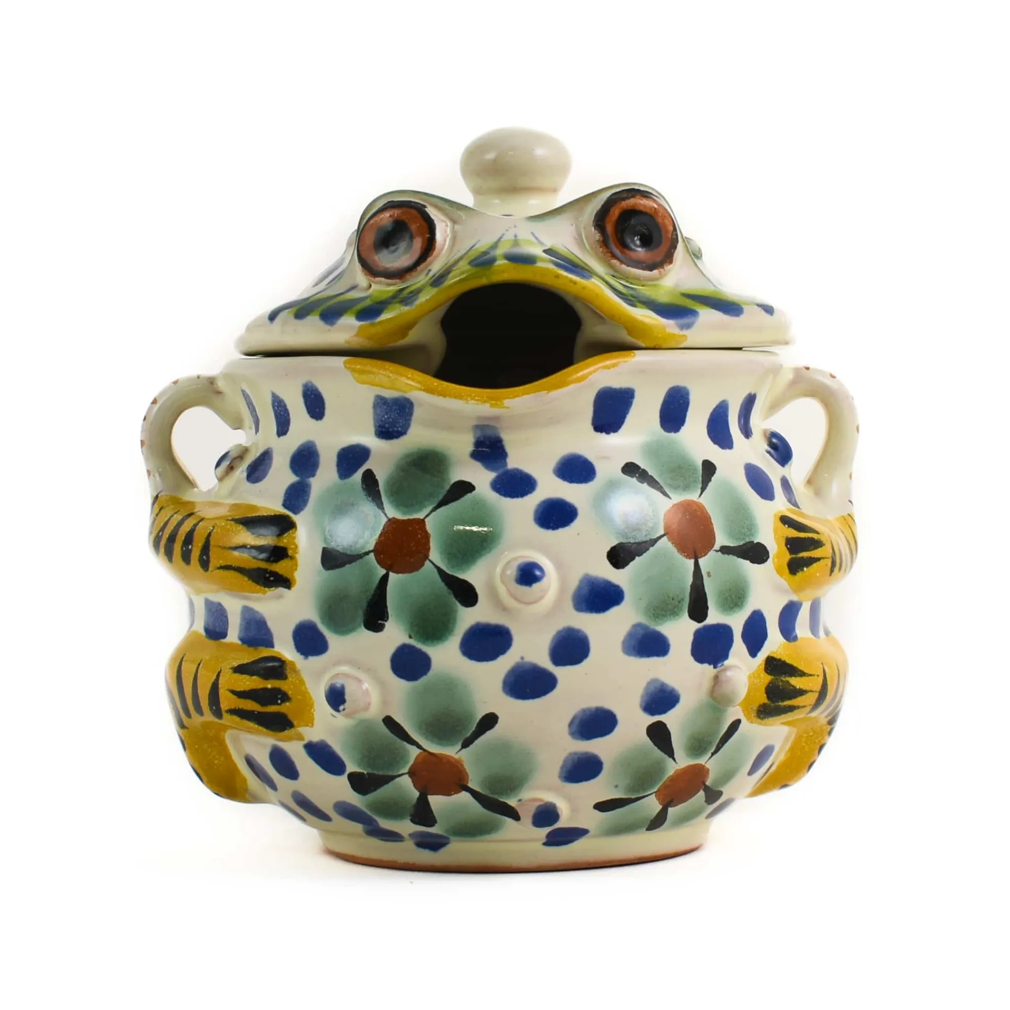 Sale Mexican Hand Painted Floral Frog Sugar Bowl Mexican Ingredients|Tableware Brands