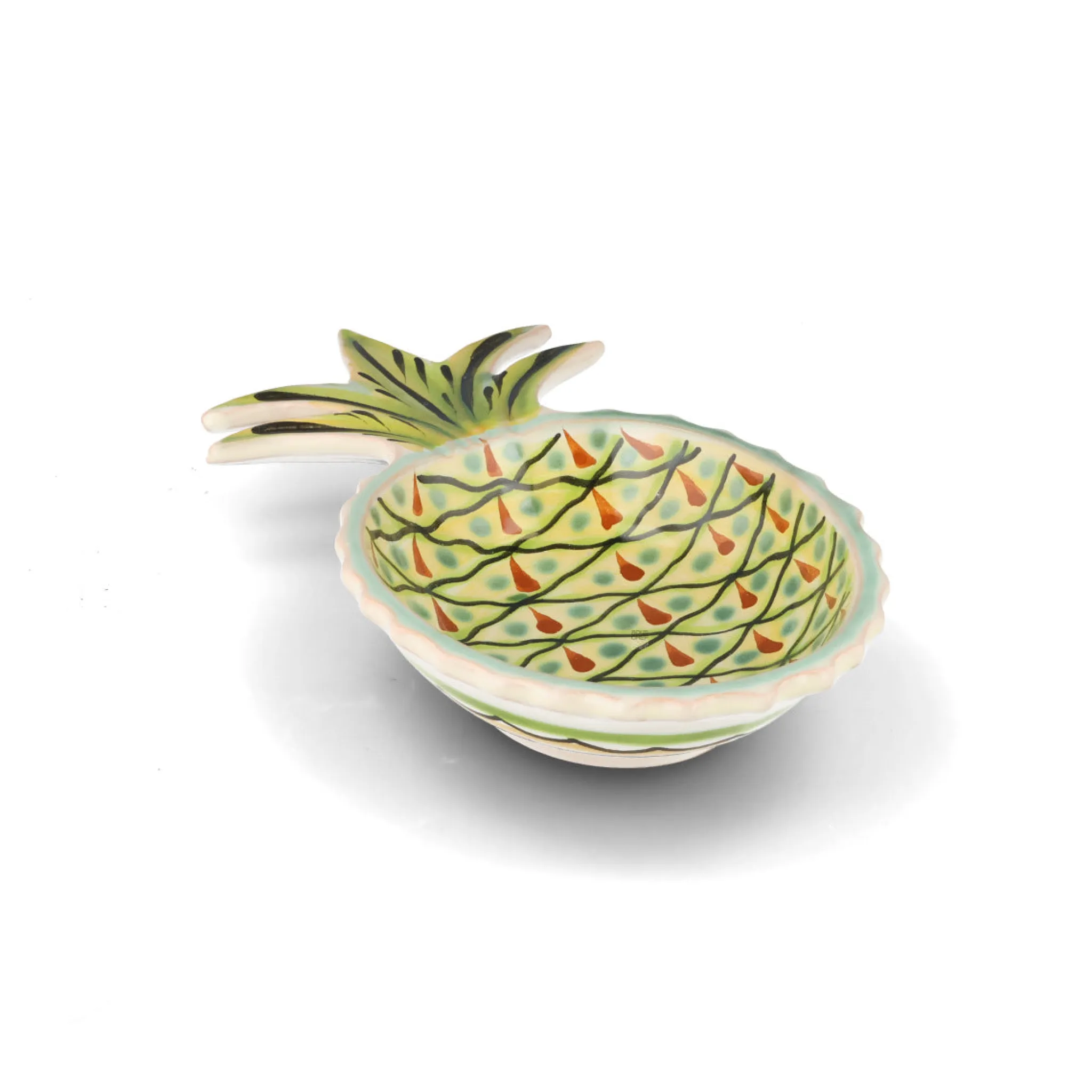 Clearance Mexican Hand Painted Green and Yellow Pineapple Large Plate, 23cm Plates|Crockery & Dinnerware